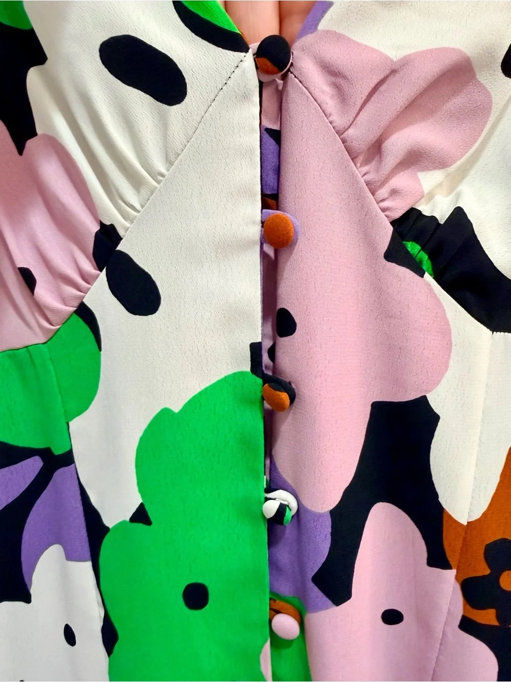 Sold Topshop Mixed Print Floral Polka Dot Midi Dress Multi-Color Flutter Sleeve - Picture 8 of 13